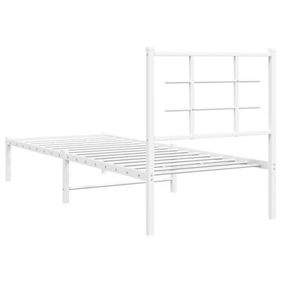 vidaXL Metallbett ohne Matratze mit Kopfteil Weiß 75x190 cm