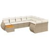 vidaXL 10-tlg. Garten-Sofagarnitur mit Kissen Beige Poly Rattan