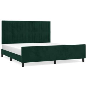 vidaXL Bettgestell mit Kopfteil Dunkelgr&uuml;n 180x200 cm Samt