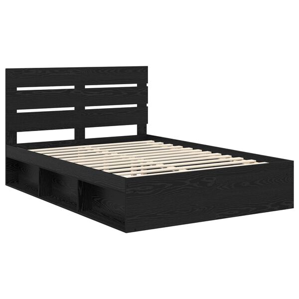 vidaXL Bettrahmen Schwarz 140 x 200 cm Massives Kiefernholz