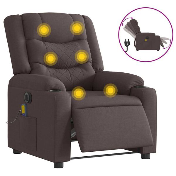 vidaXL Massagesessel Elektrisch Dunkelbraun Stoff