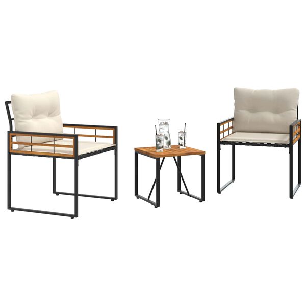 vidaXL Gartenm&ouml;bel Set mit Kissen 3 pcs Creme