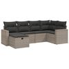 vidaXL 6-tlg. Garten-Sofagarnitur mit Kissen Grau Poly Rattan
