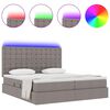 vidaXL Bett mit LED-Lichtleisten mit Kopfteil Taupe 200 x 200 cm Stoff