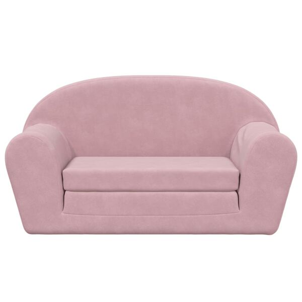 vidaXL 2-Sitzer Kindersofa mit Schlaffunktion Rosa Weicher Pl&uuml;sch