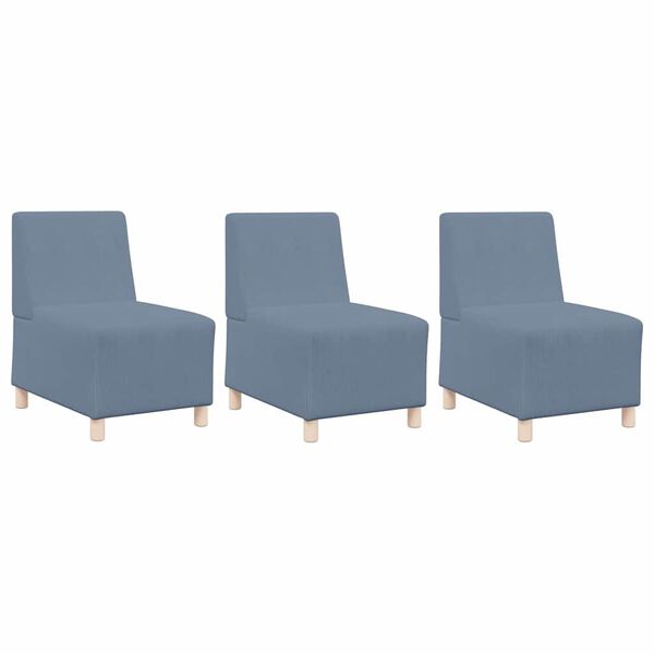 vidaXL Modulares Armfreies Sofa 3 pcs Blau 55 x 74 x 82 cm Cordstoff