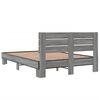 vidaXL Bettgestell Grau Sonoma 135x190 cm Holzwerkstoff und Metall