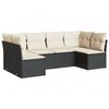 vidaXL 6-tlg. Garten-Sofagarnitur mit Kissen Schwarz Poly Rattan