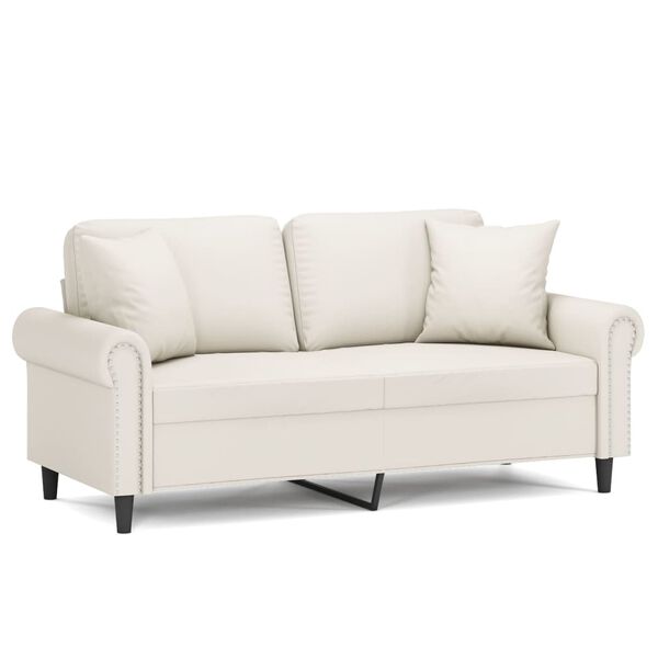 vidaXL 2-Sitzer-Sofa mit Kissen Creme 140 cm Kunstleder