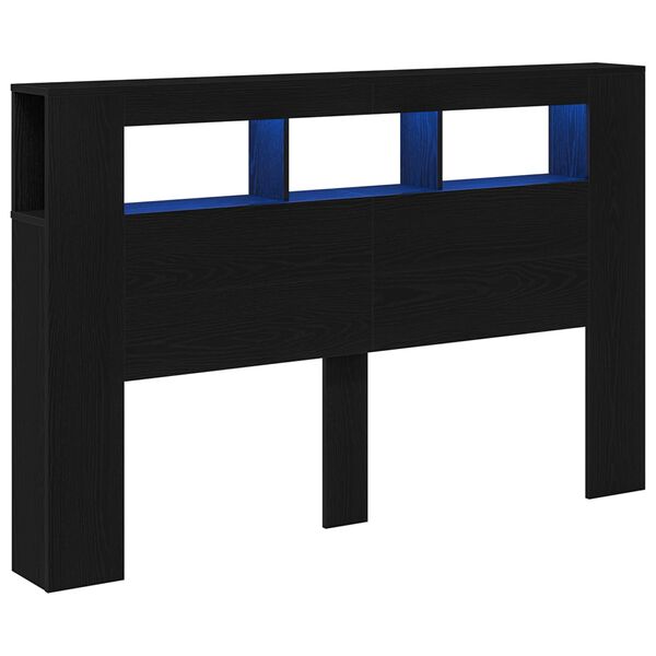 vidaXL LED Kopfteil Schwarz Eichen-Optik 160 x 18,5 x 103,5 cm