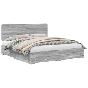 vidaXL Bettrahmen Graues Sonoma 200 x 200 cm Holzwerkstoff