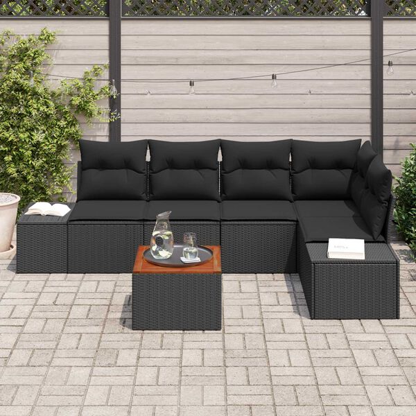 vidaXL Garten-Sofa-Set 6 pcs Schwarz