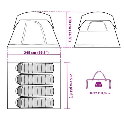 vidaXL Campingzelt 4 Personen Orange Wasserdicht