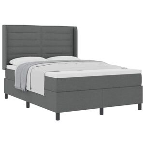 vidaXL Boxspringbett mit Matratze Dunkelgrau 140 x 200 cm Stoff