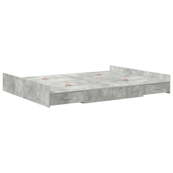 vidaXL Aufbewahrungsbettgestell Beton Grau 150 x 200 cm Holzwerkstoff