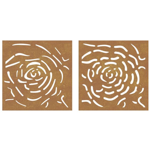 vidaXL 2-tlg. Garten-Wanddeko 55x55 cm Cortenstahl Rosen-Design