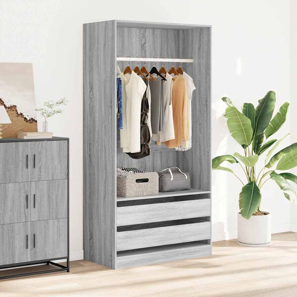 vidaXL Kleiderschrank Grau Sonoma 100x50x200 cm Holzwerkstoff