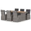 vidaXL 7-tlg. Garten-Essgruppe mit Kissen Poly Rattan Grau