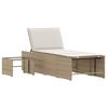 vidaXL Sonnenliegen 2 Stk. mit Tisch Beige Poly Rattan