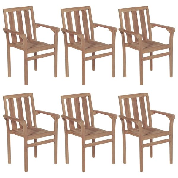 vidaXL Stapelbare Gartenst&uuml;hle mit Kissen 6 Stk. Massivholz Teak