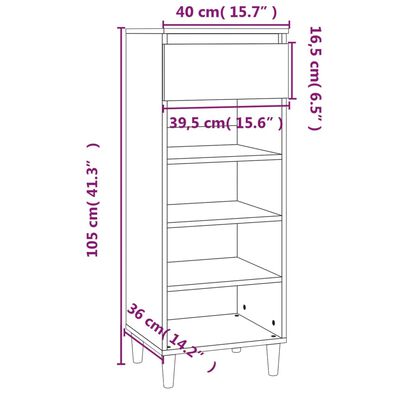 vidaXL Schuhschrank Schwarz 40x36x105 cm Holzwerkstoff