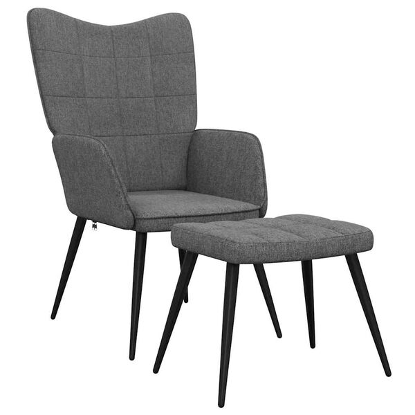 vidaXL Relaxsessel mit Hocker Dunkelgrau Stoff