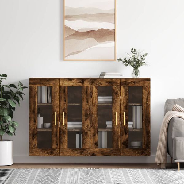 vidaXL Wandschr&auml;nke 2 Stk. R&auml;uchereiche Holzwerkstoff