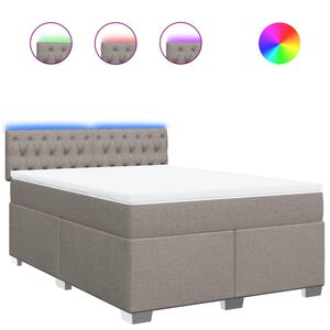 vidaXL Boxspringbett mit Matratze Taupe 160x200 cm Stoff