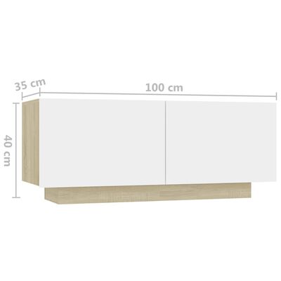 vidaXL Nachttisch Weiß und Sonoma-Eiche 100x35x40 cm Holzwerkstoff