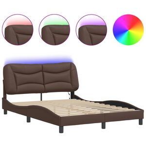 vidaXL Bettgestell mit LED ohne Matratze "Hvar" Braun 120x200 cm