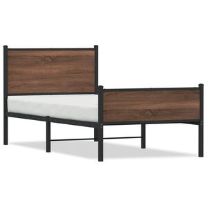 vidaXL Metallbett ohne Matratze Braun Eichen-Optik 75x190 cm