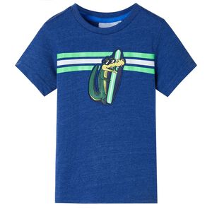 vidaXL Kinder-T-Shirt Dunkelblau Melange 128