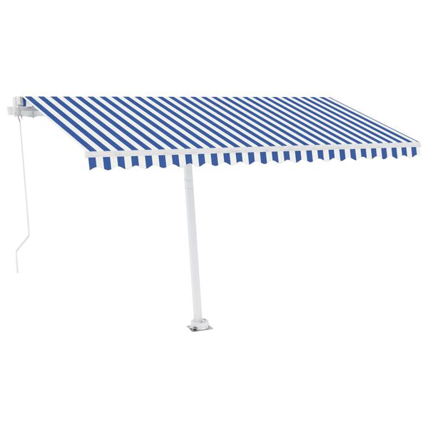 vidaXL Standmarkise Manuell Einziehbar 450x300 cm Blau/Wei&szlig;