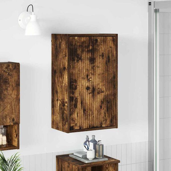 vidaXL Badezimmerschrank mit T&uuml;r Ger&auml;ucherte Eiche 39 x 23,5 x 65 cm