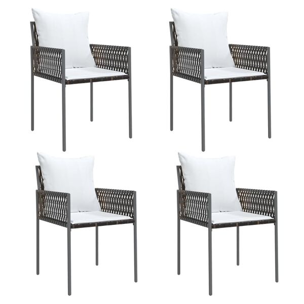 vidaXL 5-tlg. Garten-Essgruppe mit Kissen Poly Rattan und Stahl