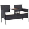 vidaXL 2-Sitzer-Gartenbank mit Teetisch 143 cm Poly Rattan Schwarz