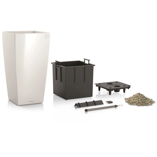 LECHUZA Pflanzgefäß Cubico 40 ALL-IN-ONE Hochglanz-Weiß 18191