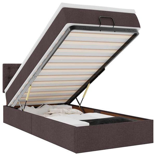 vidaXL Ottoman-Bett mit Matratze & LEDs Dunkelbraun 100x200 cm Stoff