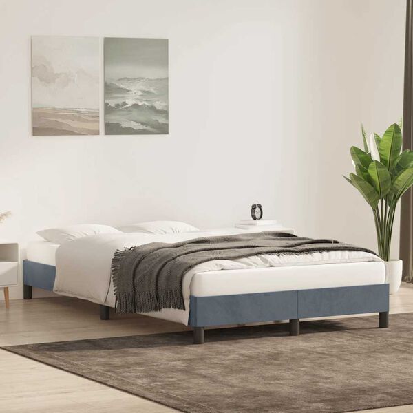 vidaXL Bettgestell ohne Matratze Dunkelgrau 120x220 cm Samt