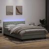 vidaXL Boxspringbett mit Matratze & LED Hellgrau 140x220 cm Samt