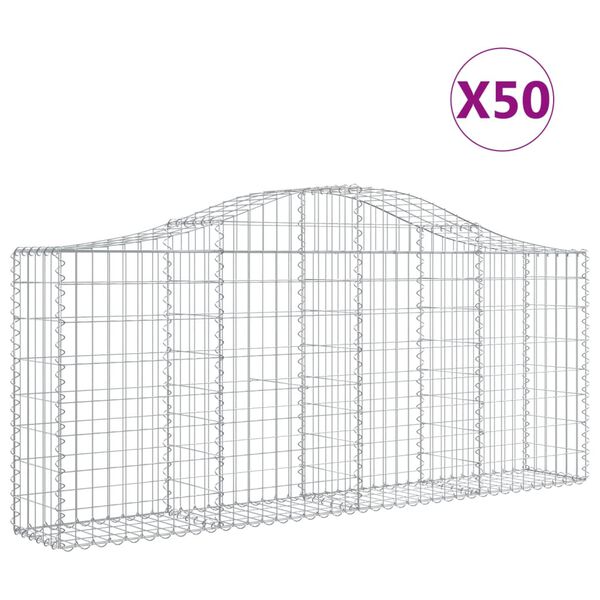 vidaXL Gabionen mit Hochbogen 50 Stk. 200x30x80/100cm Verzinktes Eisen