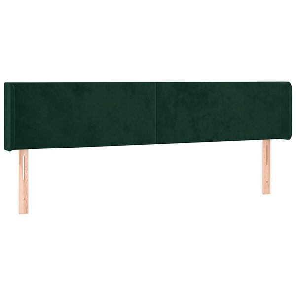 vidaXL Kopfteil mit Ohren Dunkelgr&uuml;n 203x16x78/88 cm Samt
