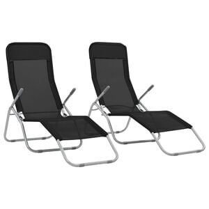 vidaXL Klappliegen 2 Stk. Textilene Schwarz