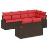 vidaXL Garten-Sofa-Set 7 stk. Braun und Rot Poly-Rattan