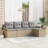 vidaXL Outdoor-Sofa mit Kissen 5 pcs Beige Poly-Rattan