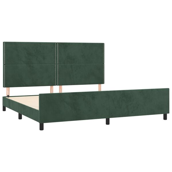 vidaXL Bettgestell ohne Matratze Dunkelgr&uuml;n 200x200 cm Samt
