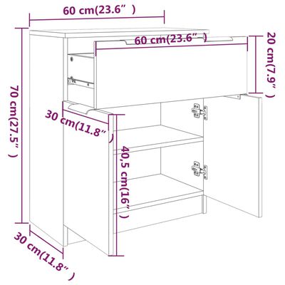 vidaXL Sideboard Weiß und Sonoma-Eiche 60x30x70 cm Holzwerkstoff