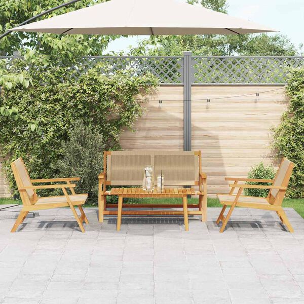 vidaXL Gartenstühle mit Tisch 4 pcs Beige Massivholz Akazie