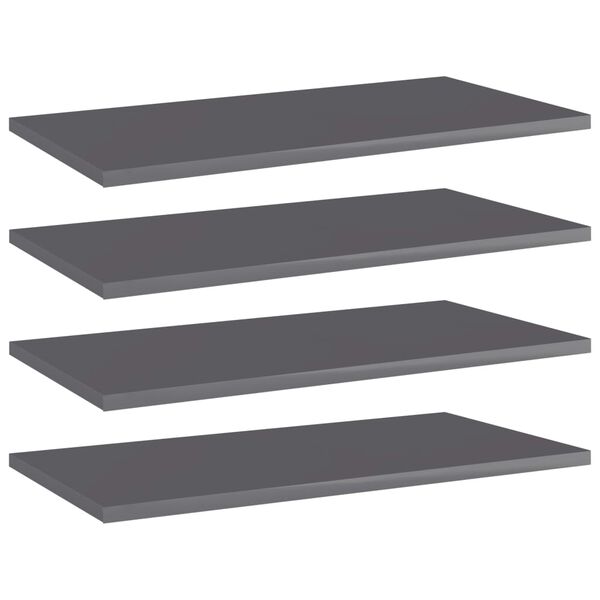 vidaXL B&uuml;cherregal-Bretter 4 Stk. Hochglanz-Grau 60x30x1,5 cm