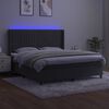 vidaXL Boxspringbett mit Matratze & LED Dunkelgrau 160x200 cm Samt